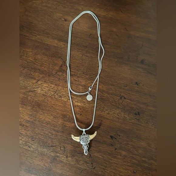 Alex & Ani Spirited Skull, large, two tone necklace - Picture 8 of 10